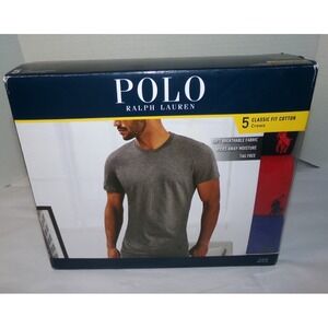 MENS POLO RALPH‎ LAUREN CREW UNDERSHIRTS~5 PACK~SZ MED~NIB